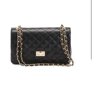 Roberta Rossi Diamond Quilted Leather Crossbody/ Shoulder Bag in Black